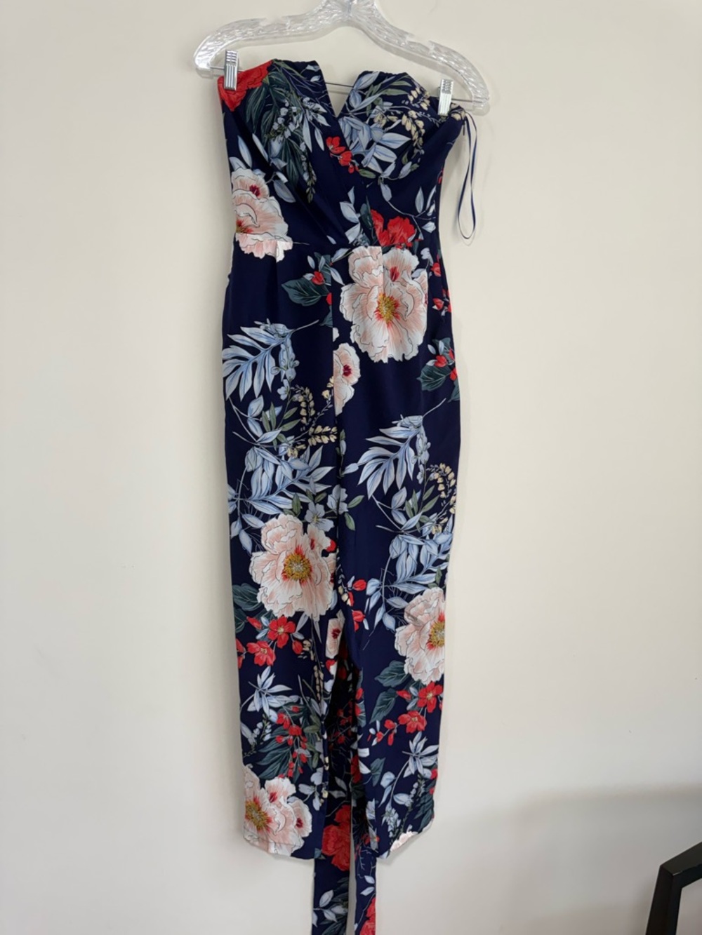 Yumi Kim Navy Floral Strapless Jumpsuit with belt. Size XS. Like new condition.